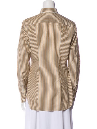 Loro Piana Striped Long Sleeve Button-Up Top