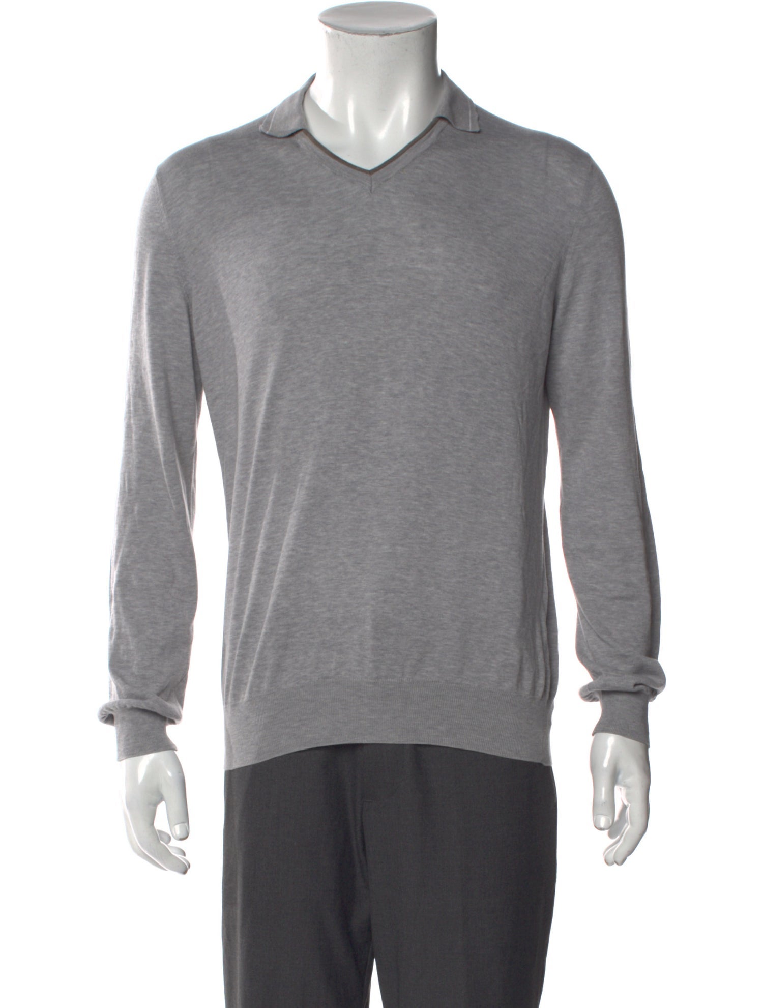 Loro Piana V-Neck Long Sleeve Polo Sweater