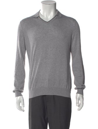 Loro Piana V-Neck Long Sleeve Polo Sweater