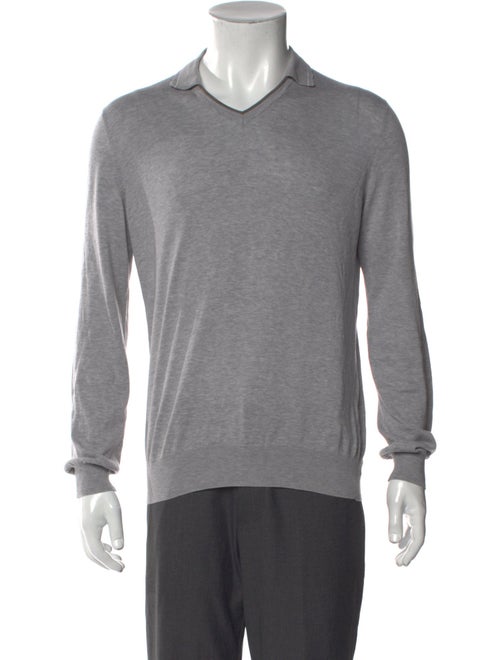 Loro Piana V-Neck Long Sleeve Polo Sweater