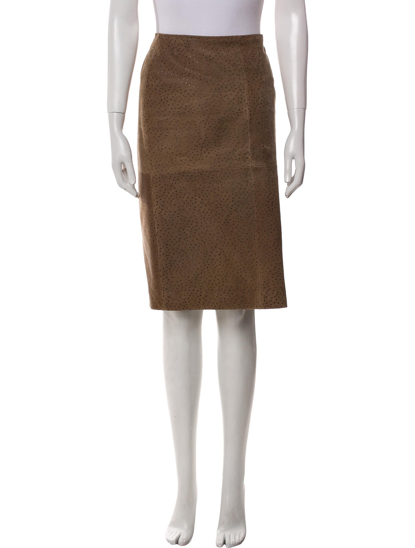 Loro Piana Leather Knee-Length Skirt