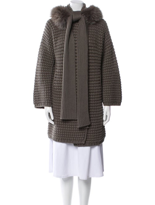 Loro Piana Fox Fur Trimmed Cashmere Fur Coat