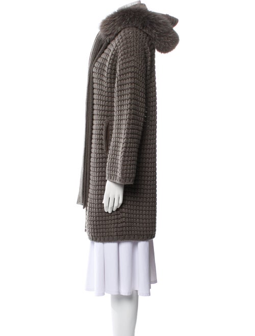 Loro Piana Fox Fur Trimmed Cashmere Fur Coat