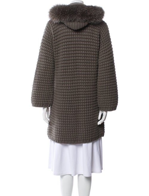 Loro Piana Fox Fur Trimmed Cashmere Fur Coat