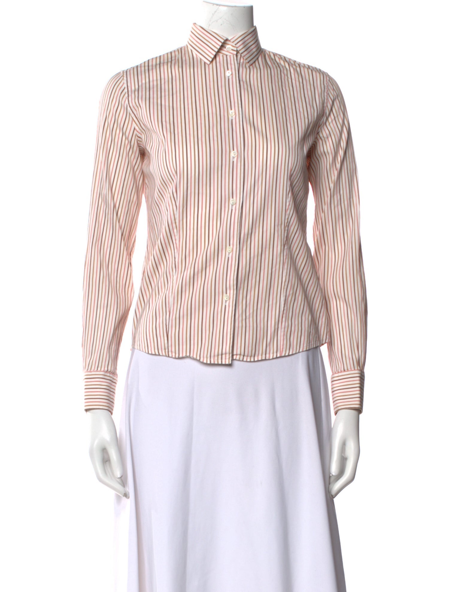 Loro Piana Striped Long Sleeve Button-Up Top