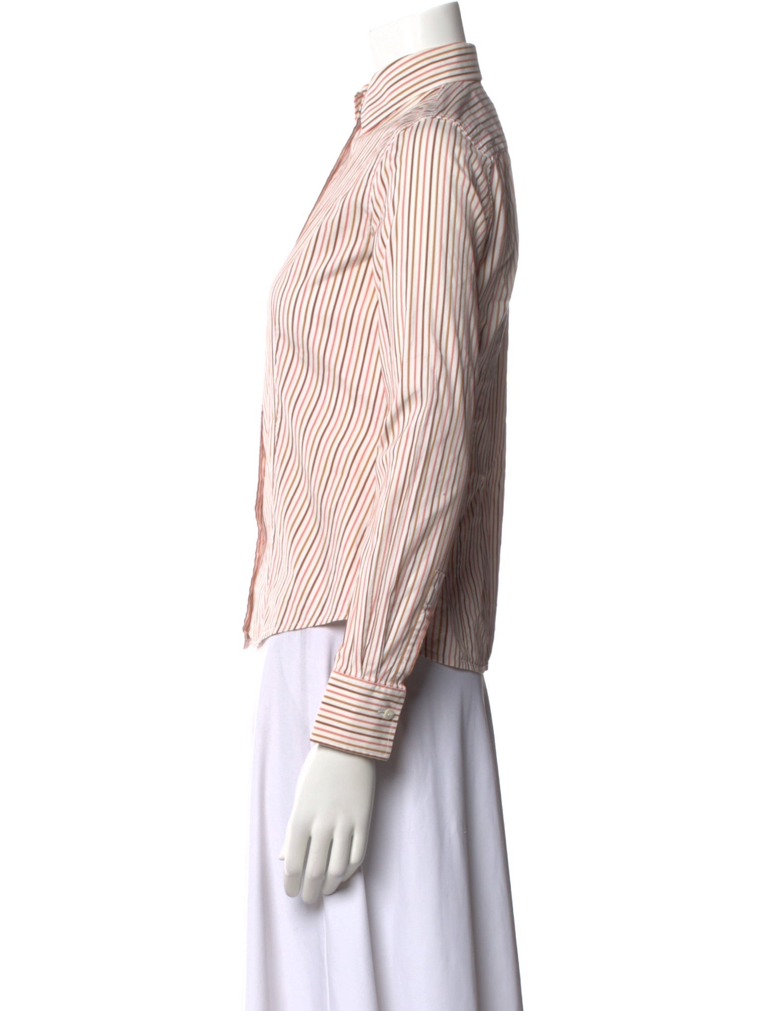 Loro Piana Striped Long Sleeve Button-Up Top