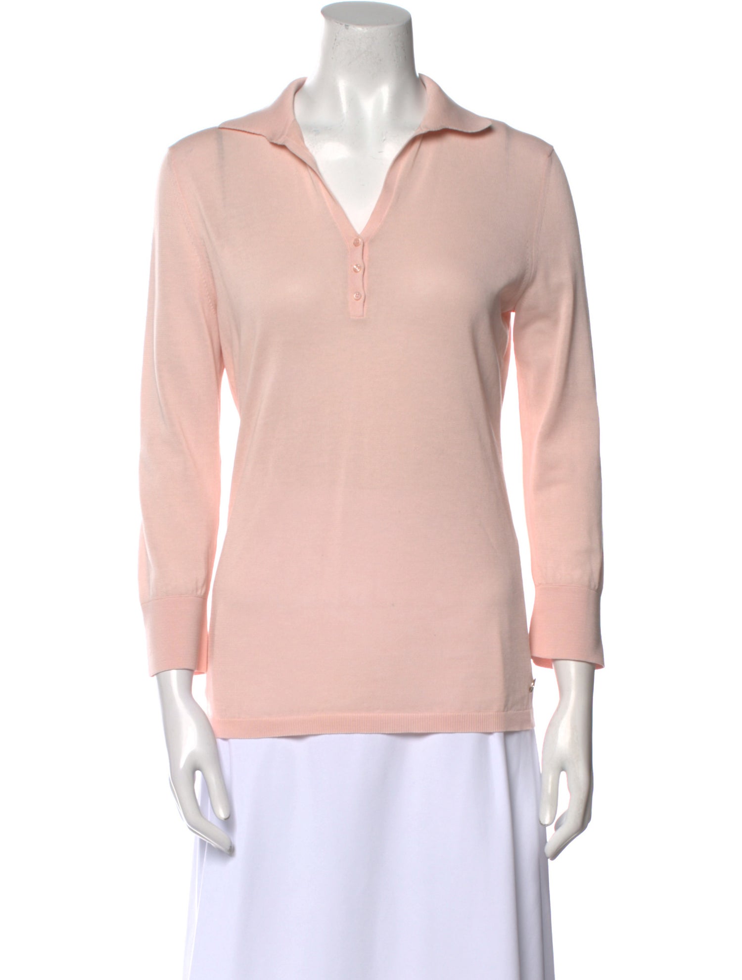 Loro Piana V-Neck Three-Quarter Sleeve Polo