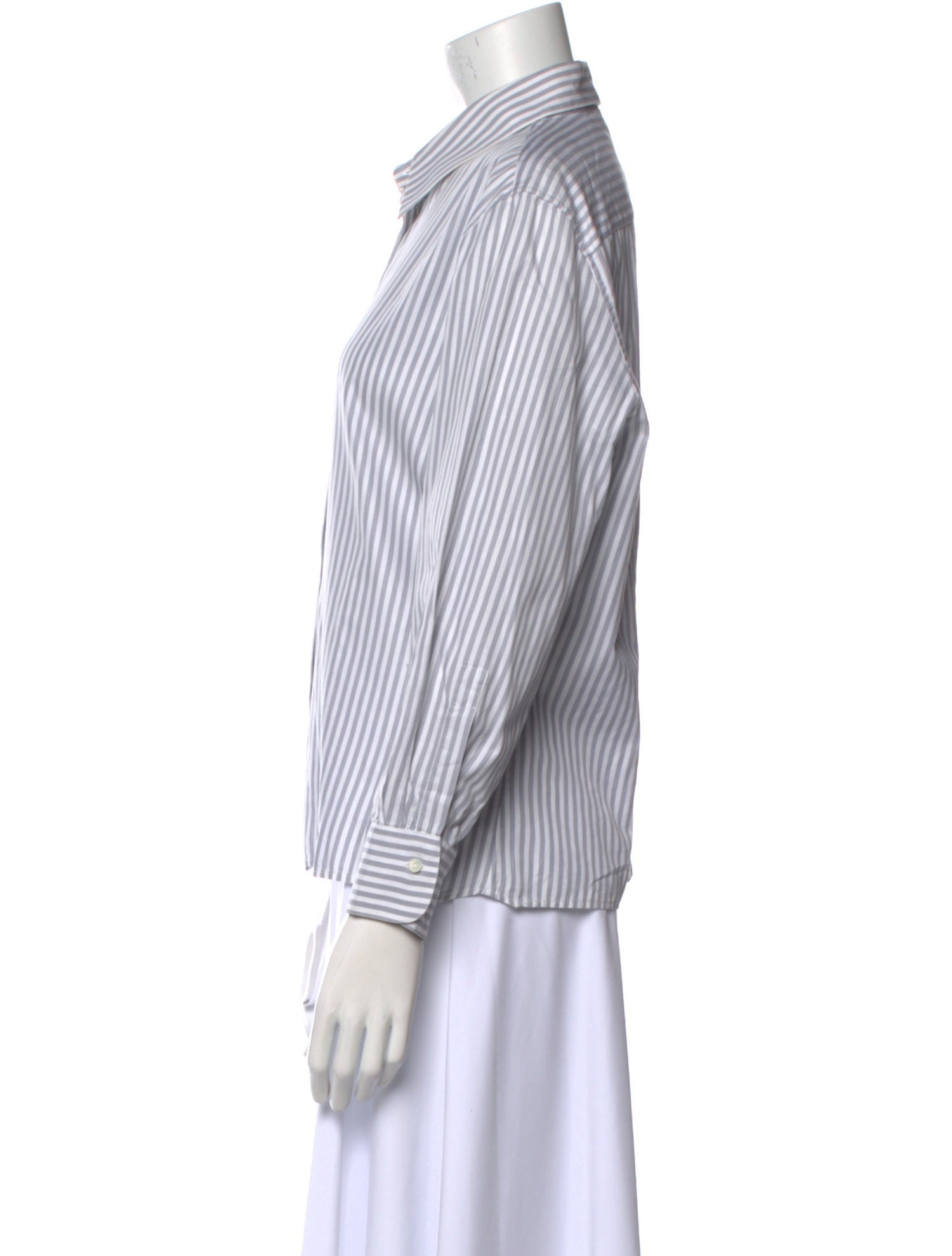 Loro Piana Striped Long Sleeve Button-Up Top