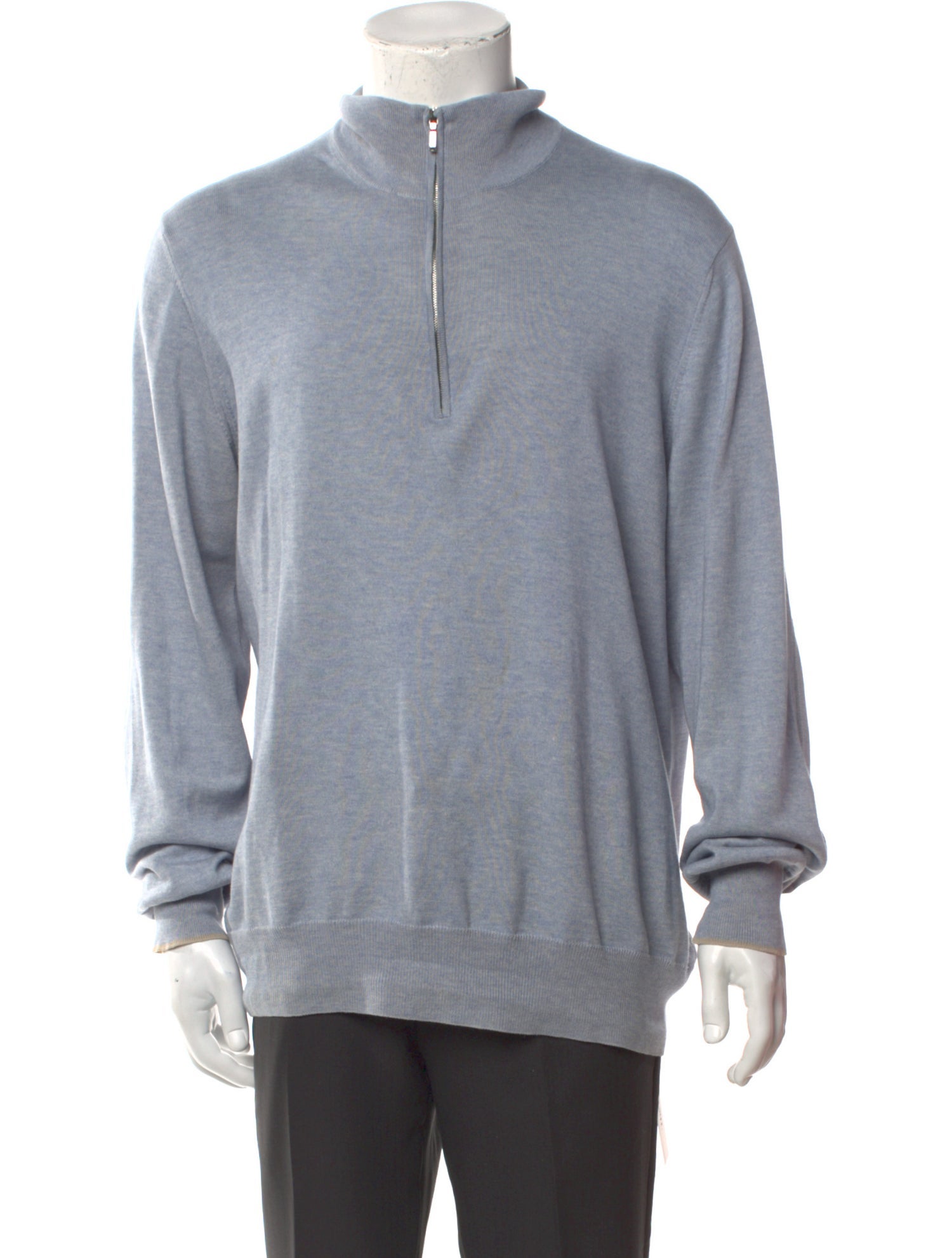 Loro Piana Mock Neck Long Sleeve Polo Sweater