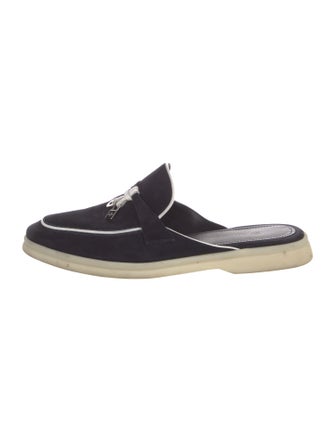 Loro Piana Suede Leather Trim Embellishment Mules