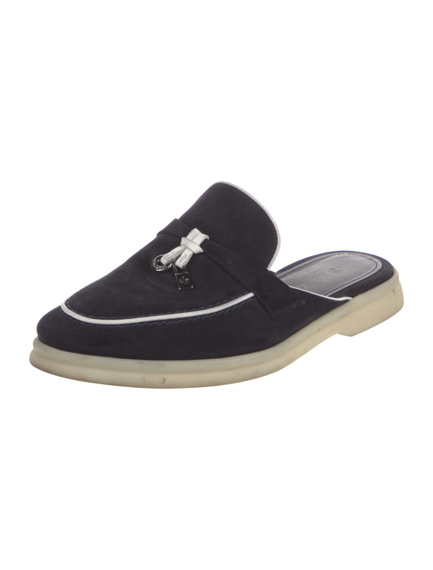 Loro Piana Suede Leather Trim Embellishment Mules