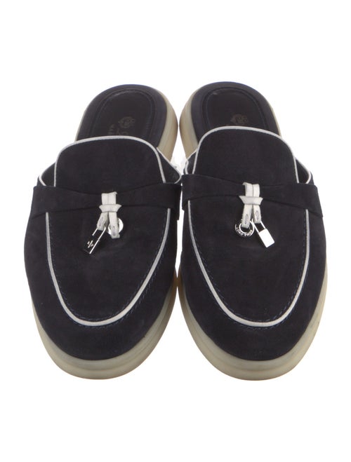 Loro Piana Suede Leather Trim Embellishment Mules