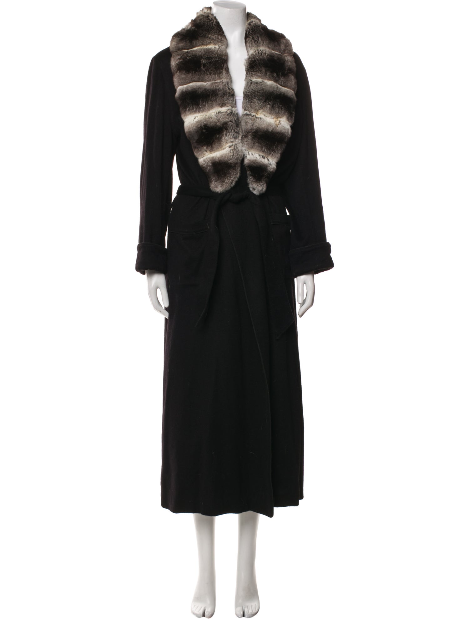 Loro Piana Chinchilla Fur Trimmed Cashmere Fur Coat