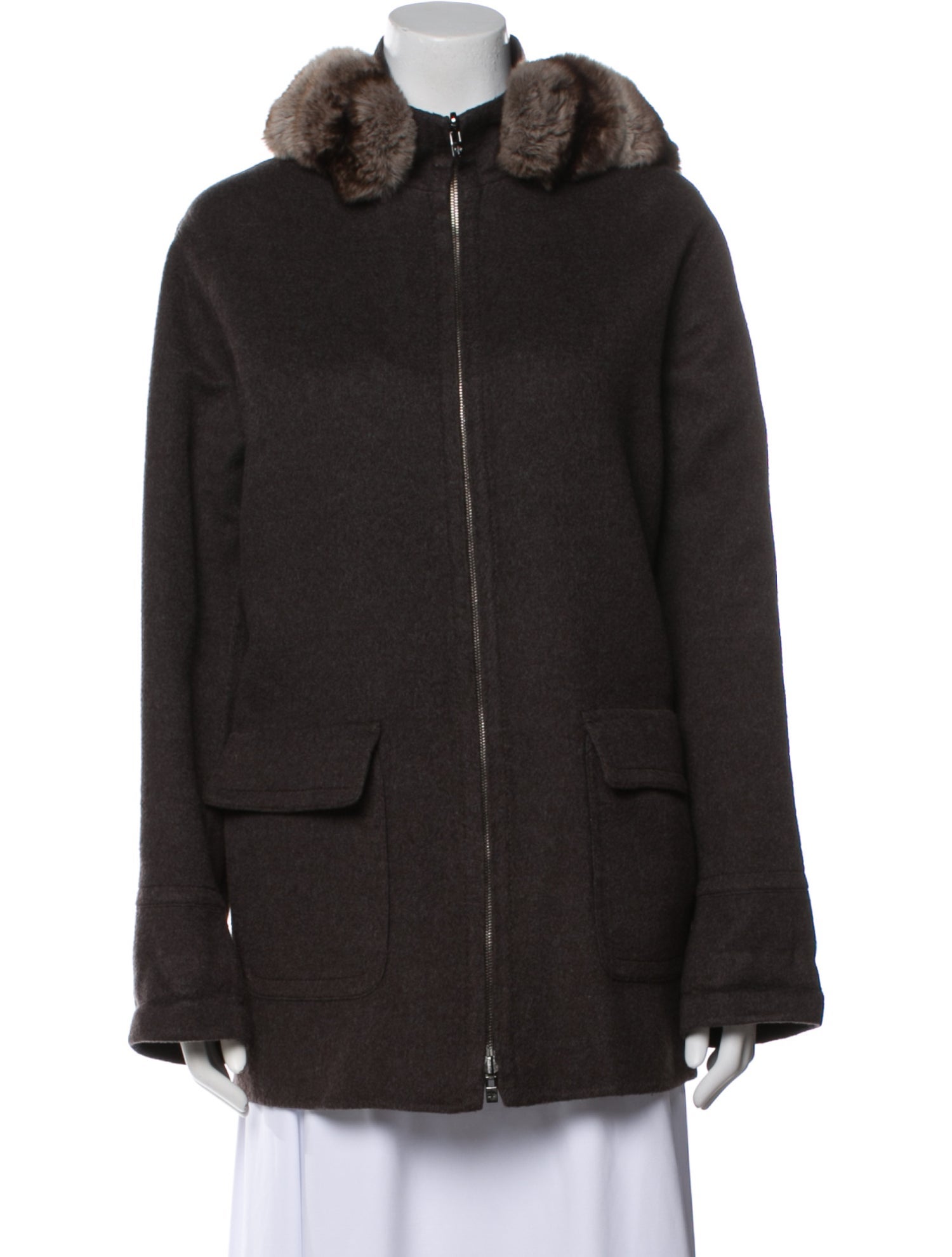 Loro Piana Chinchilla Fur Trimmed Reversible Cashmere Fur Coat