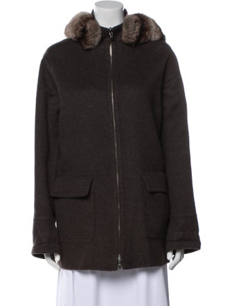 Loro Piana Chinchilla Fur Trimmed Reversible Cashmere Fur Coat