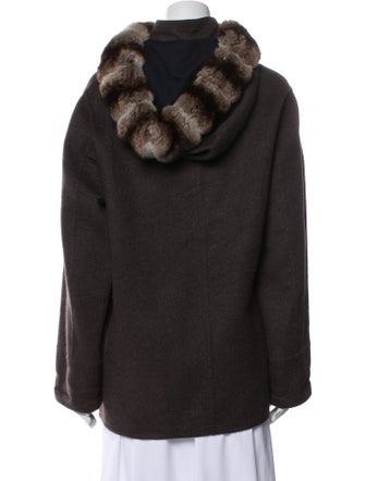 Loro Piana Chinchilla Fur Trimmed Reversible Cashmere Fur Coat