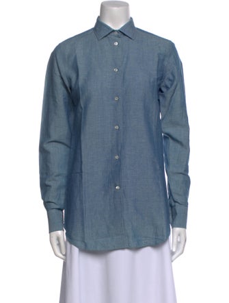 Loro Piana Linen Long Sleeve Button-Up Top
