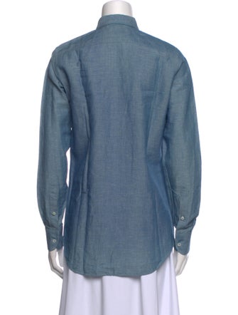 Loro Piana Linen Long Sleeve Button-Up Top