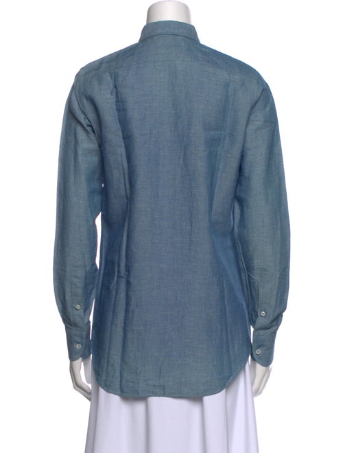 Loro Piana Linen Long Sleeve Button-Up Top