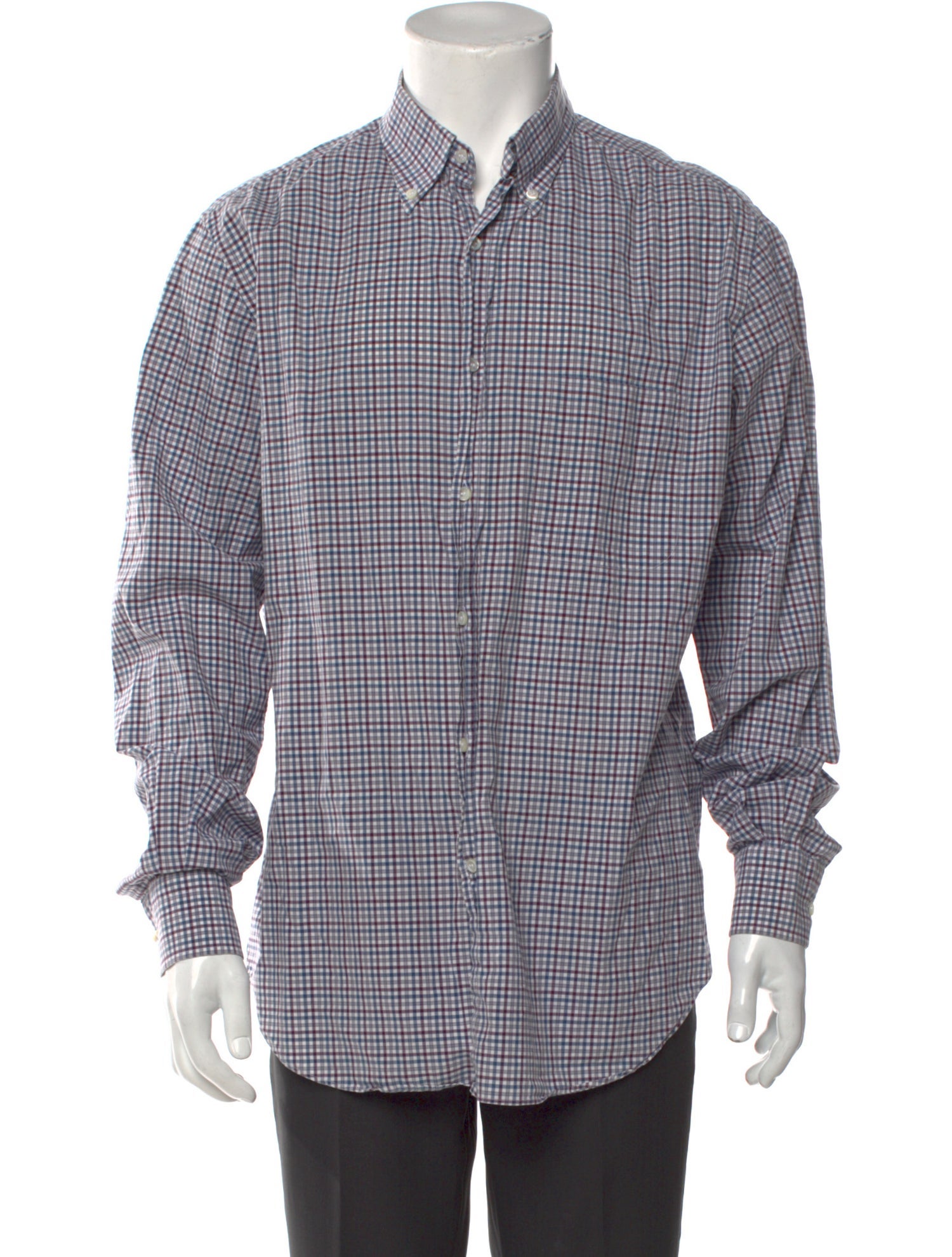 Loro Piana Plaid Print Long Sleeve Dress Shirt