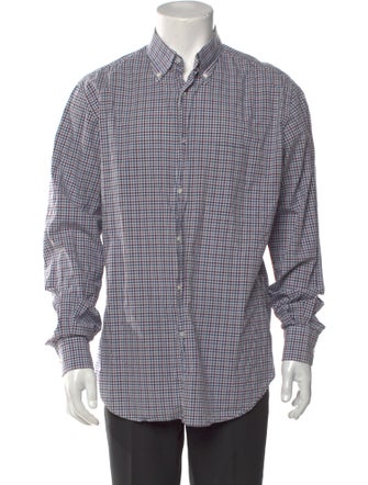 Loro Piana Plaid Print Long Sleeve Dress Shirt