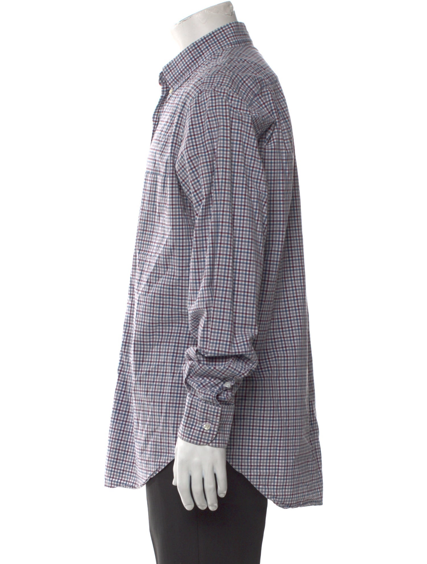 Loro Piana Plaid Print Long Sleeve Dress Shirt