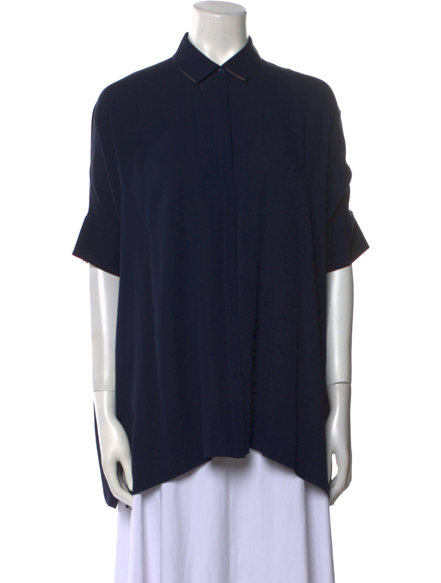 Loro Piana Silk Short Sleeve Button-Up Top