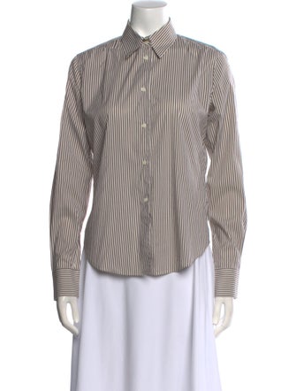 Loro Piana Striped Long Sleeve Button-Up Top