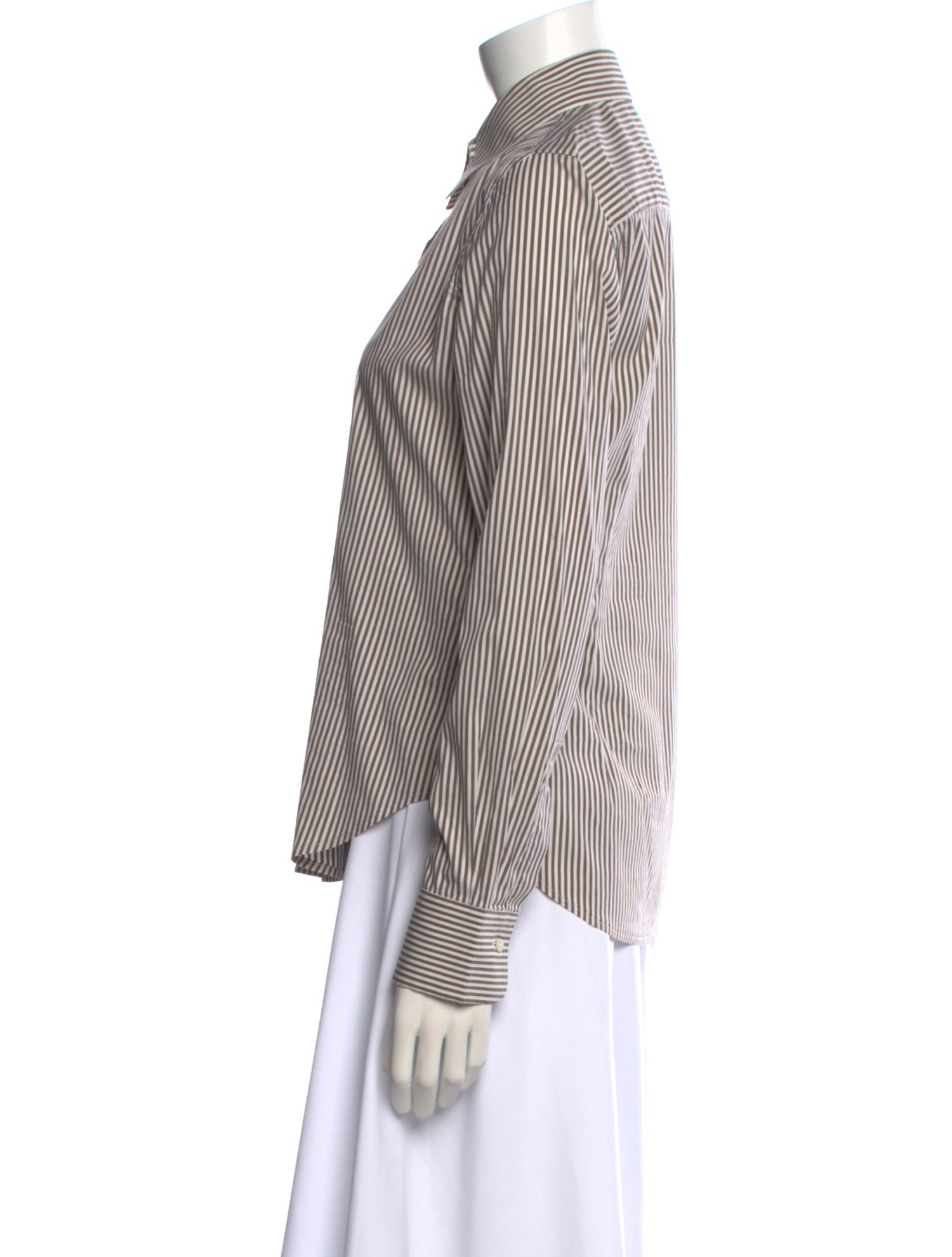 Loro Piana Striped Long Sleeve Button-Up Top