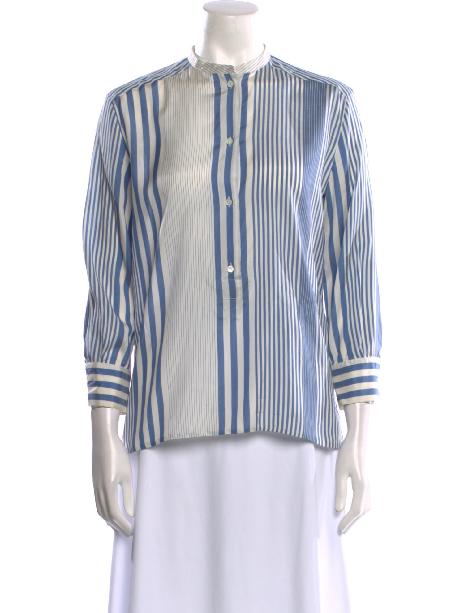 Loro Piana Silk Striped Button-Up Top