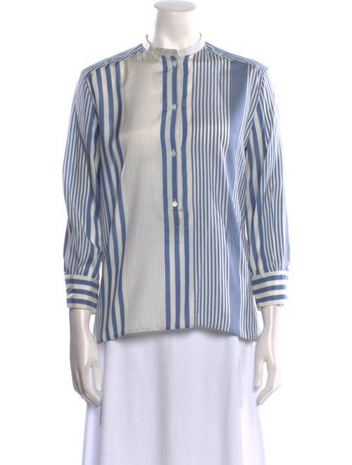 Loro Piana Silk Striped Button-Up Top