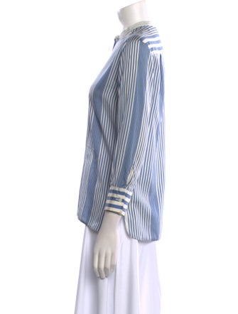 Loro Piana Silk Striped Button-Up Top
