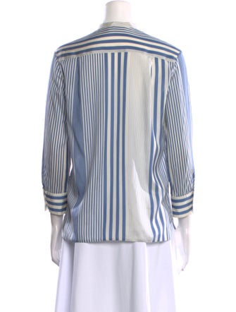 Loro Piana Silk Striped Button-Up Top