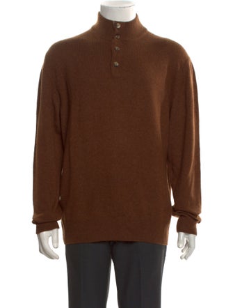 Loro Piana Cashmere Mock Neck Polo Sweater