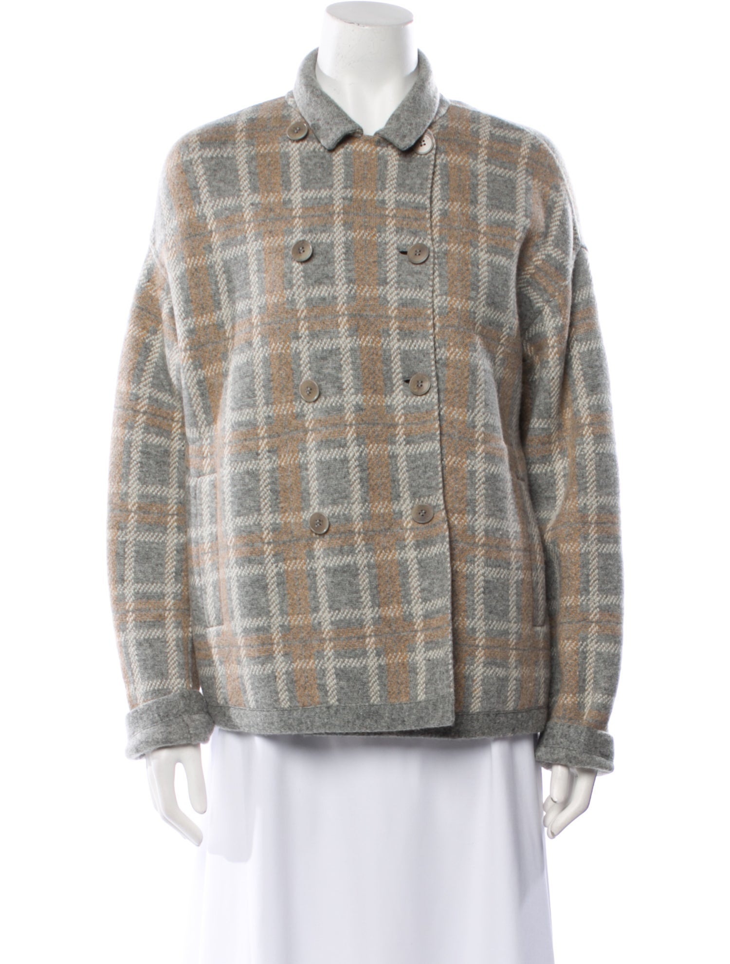 Loro Piana Cashmere Plaid Print Evening Jacket