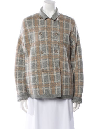 Loro Piana Cashmere Plaid Print Evening Jacket