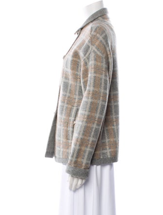 Loro Piana Cashmere Plaid Print Evening Jacket
