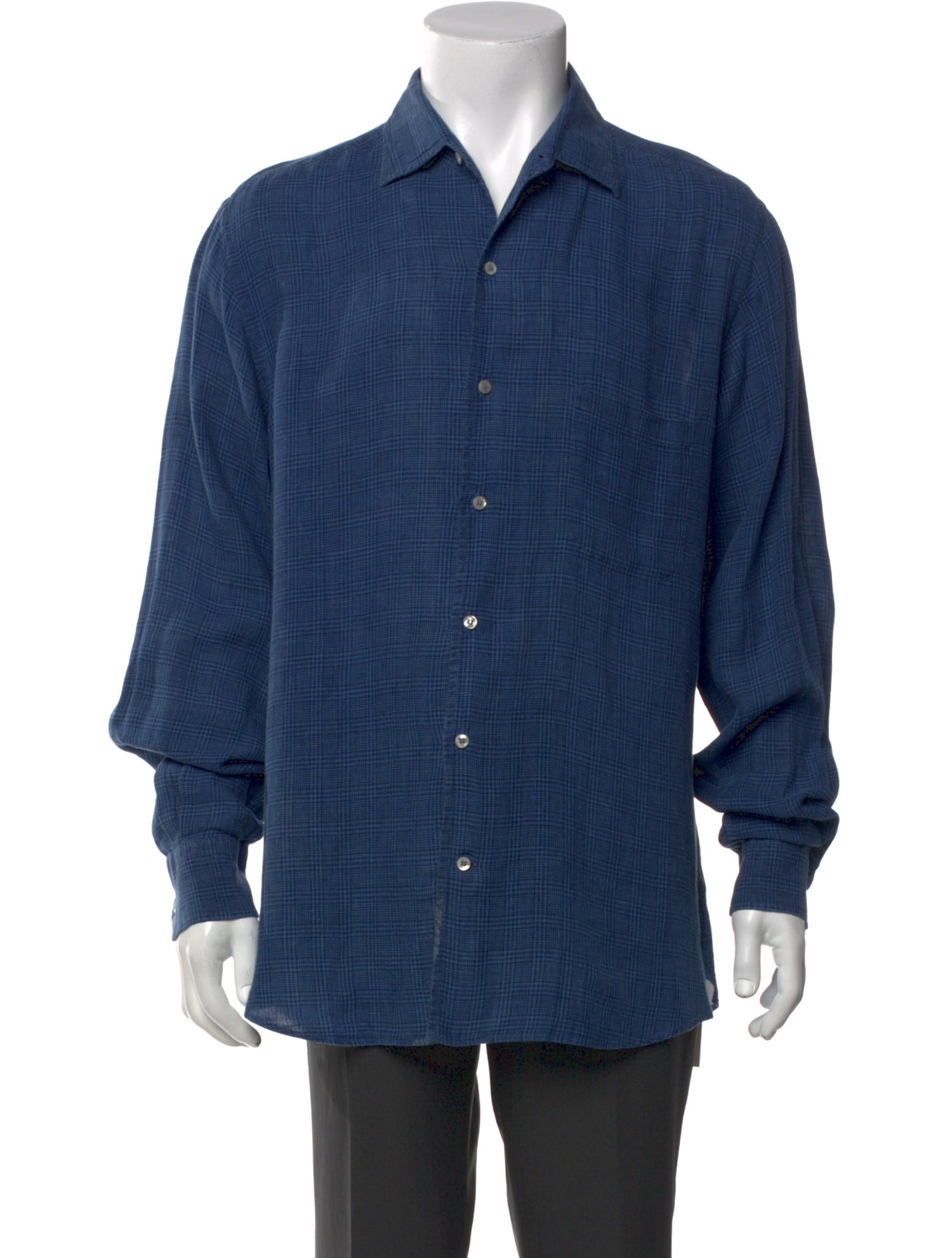 Loro Piana Linen Plaid Print Shirt