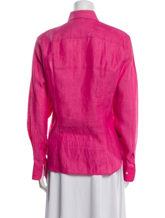 Loro Piana Linen Long Sleeve Button-Up Top