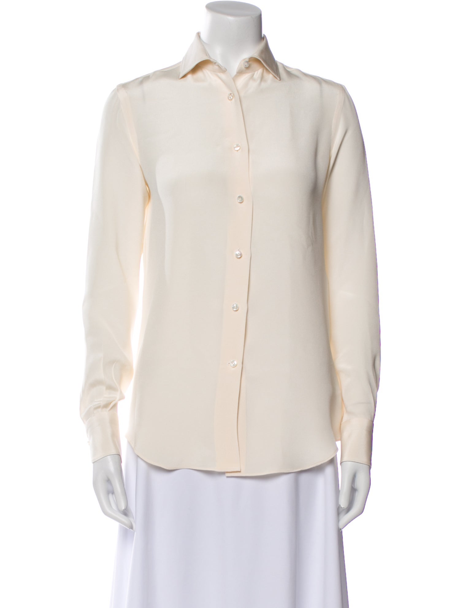 Loro Piana Silk Long Sleeve Button-Up Top