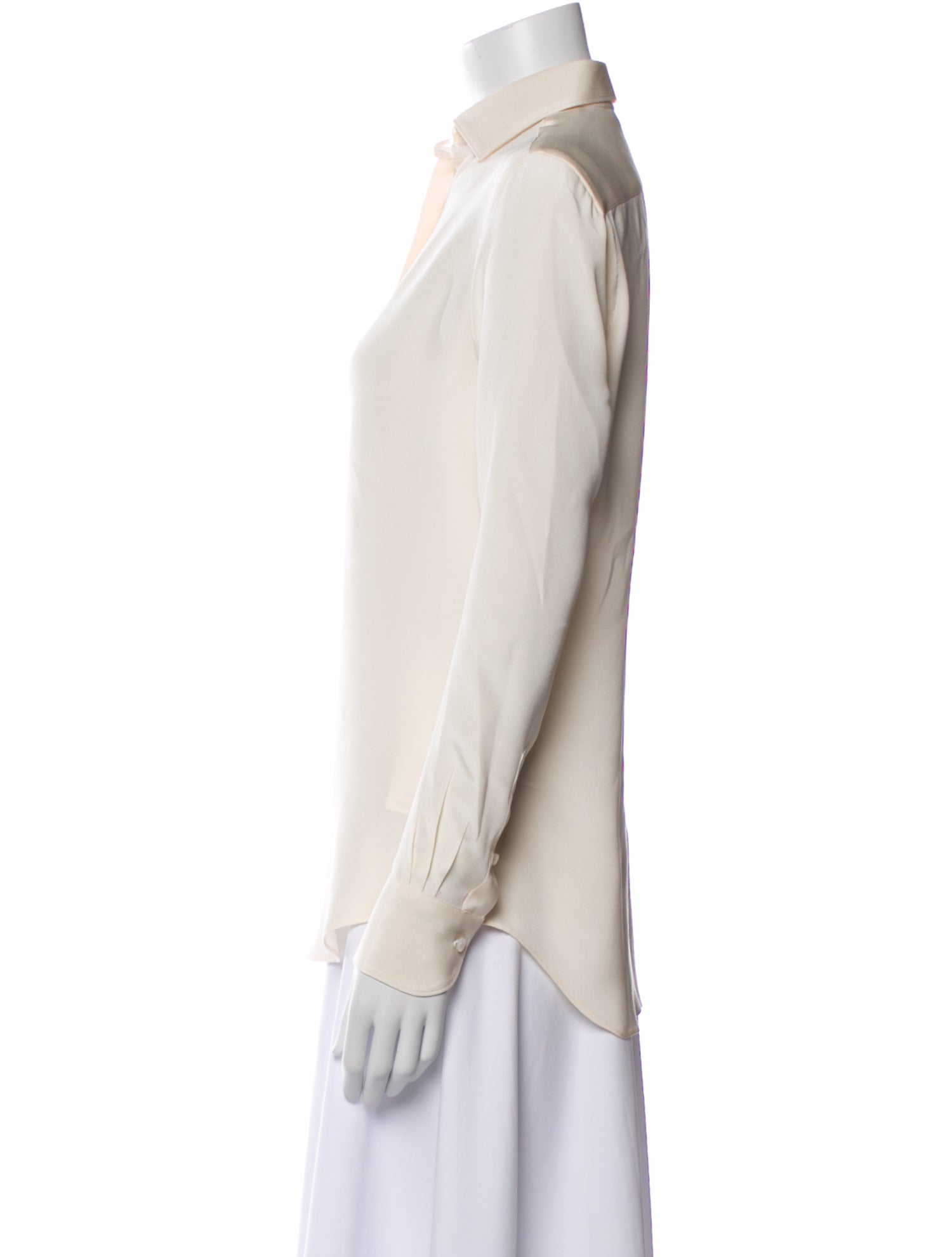 Loro Piana Silk Long Sleeve Button-Up Top