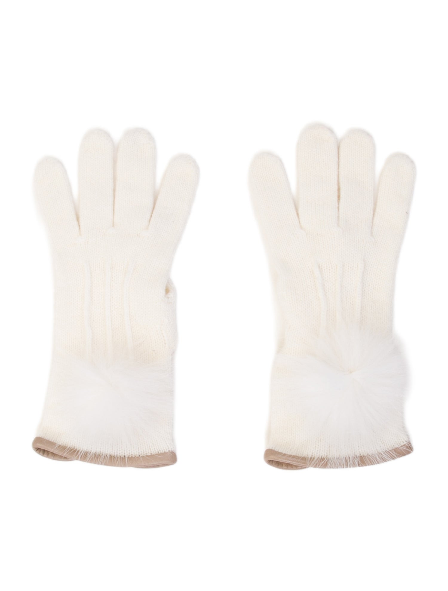 Loro Piana Fox Fur Trimmed Knit Cashmere Gloves