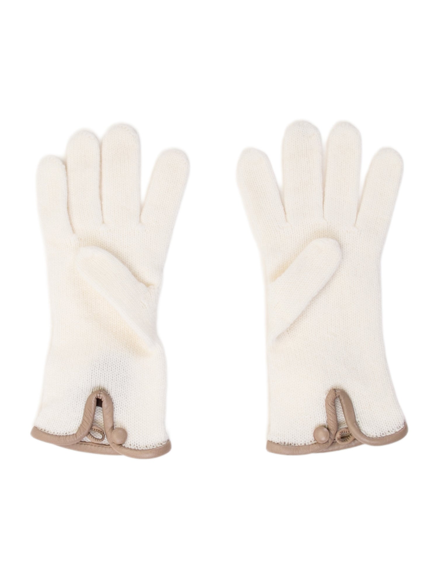 Loro Piana Fox Fur Trimmed Knit Cashmere Gloves