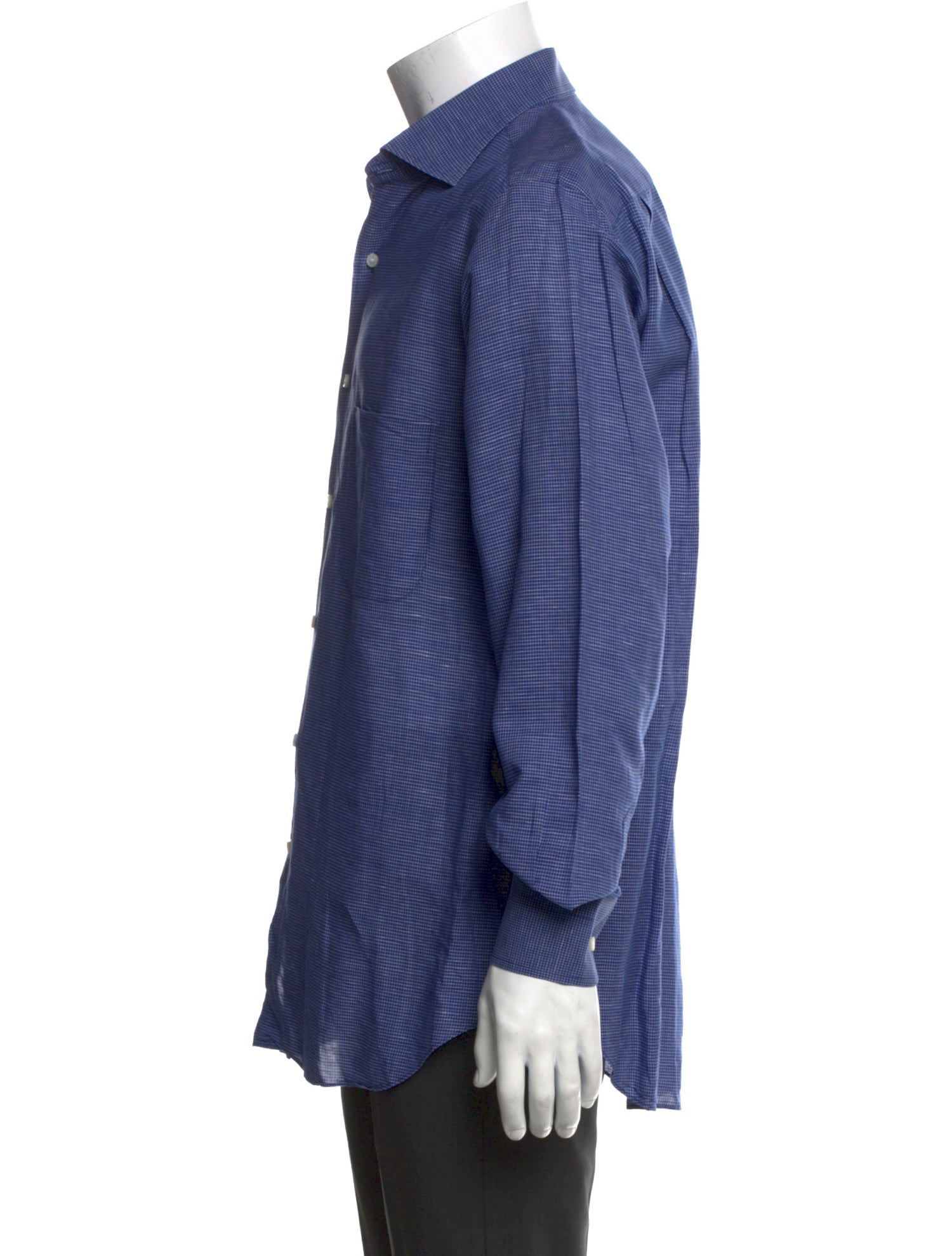 Loro Piana Linen Plaid Print Dress Shirt