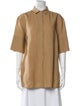 Loro Piana Linen Short Sleeve Button-Up Top