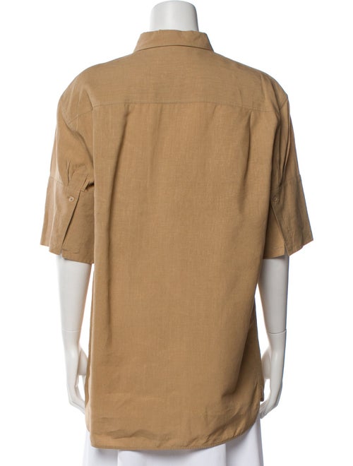 Loro Piana Linen Short Sleeve Button-Up Top