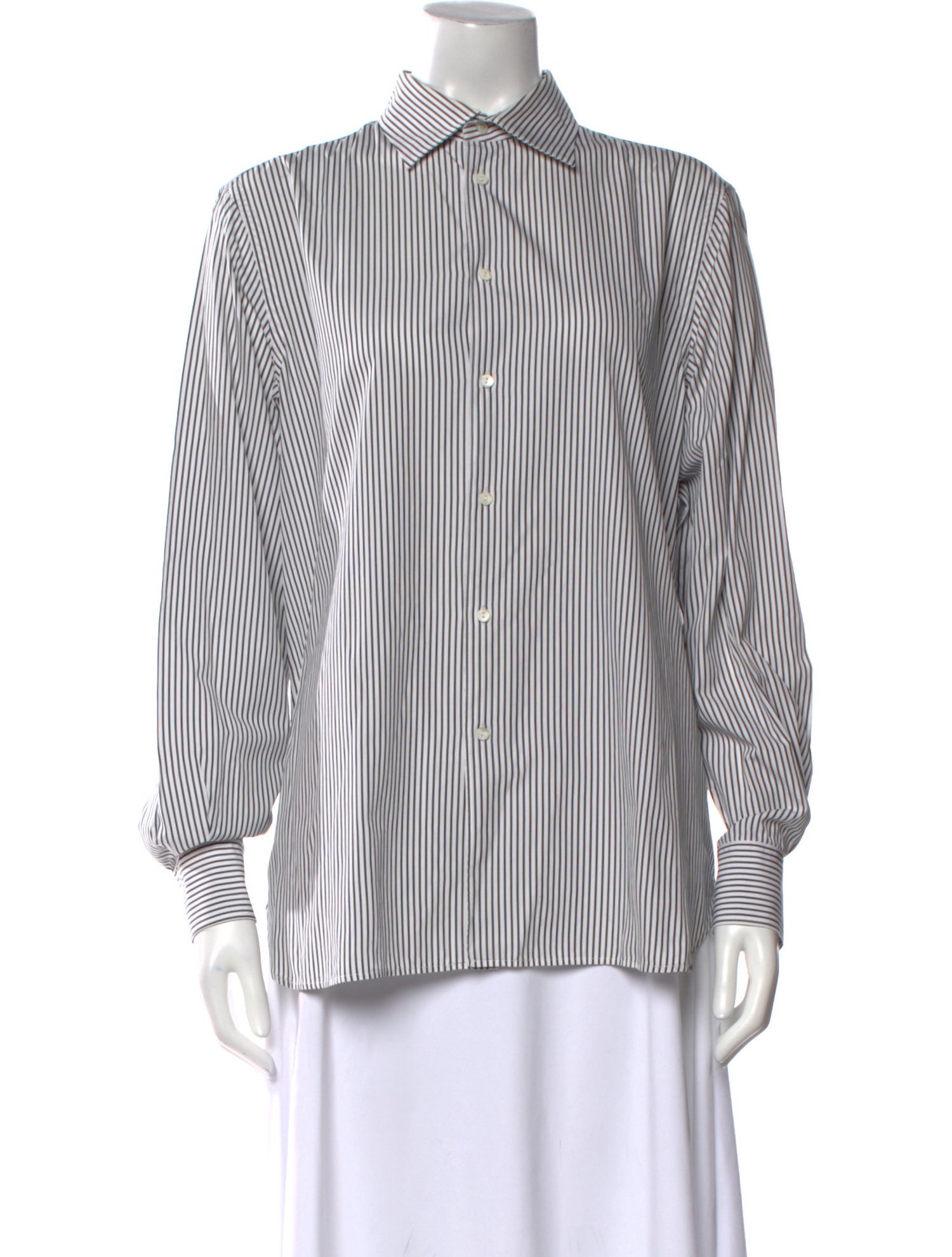 Loro Piana Striped Long Sleeve Button-Up Top
