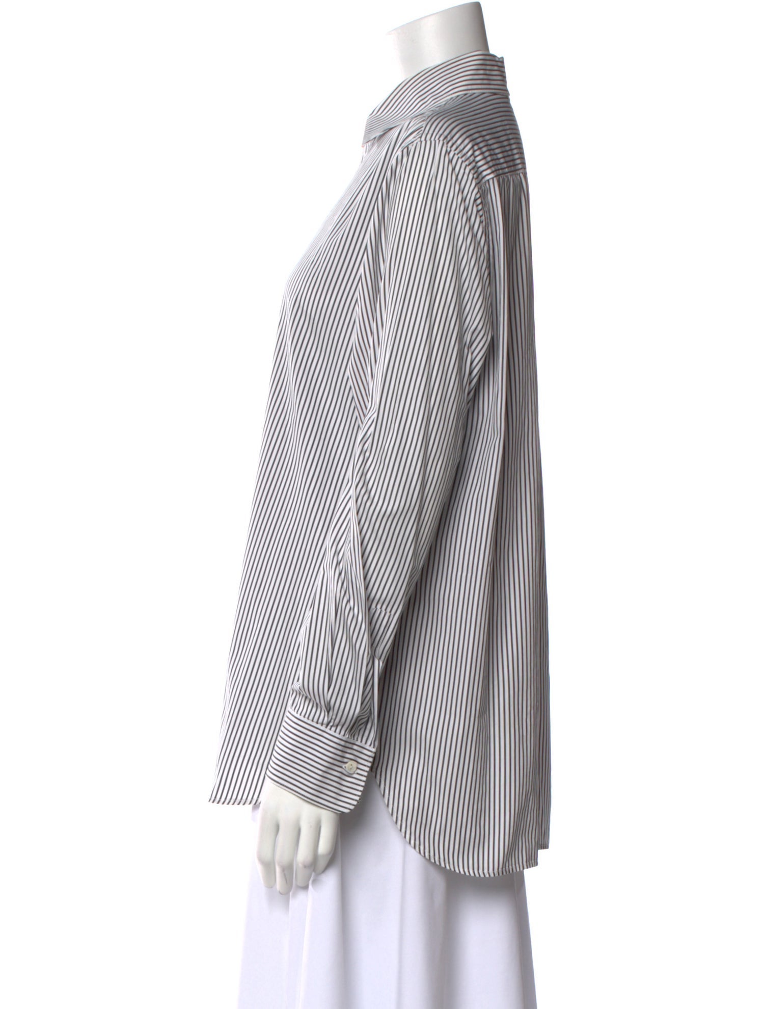 Loro Piana Striped Long Sleeve Button-Up Top