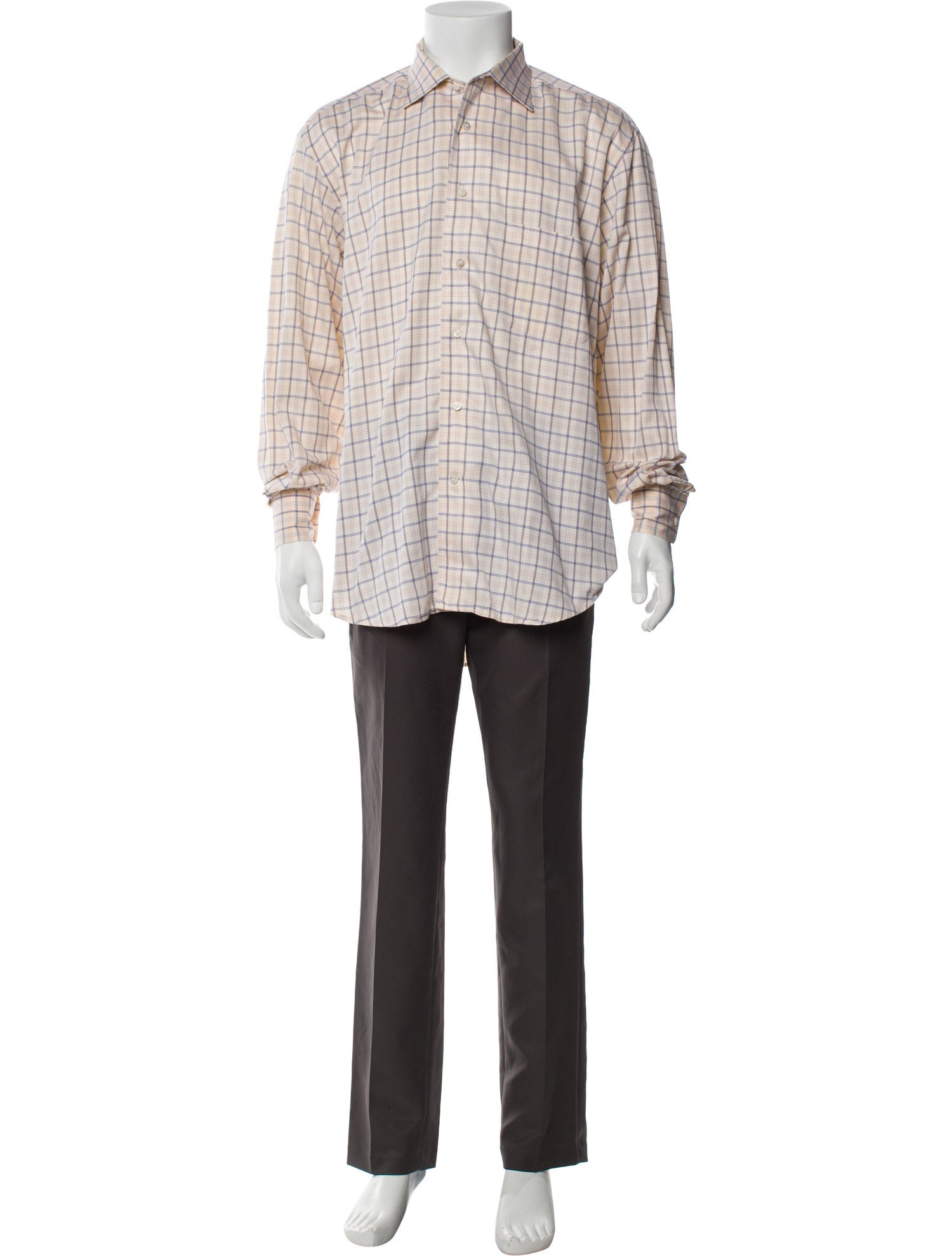 Loro Piana Plaid Print Long Sleeve Dress Shirt