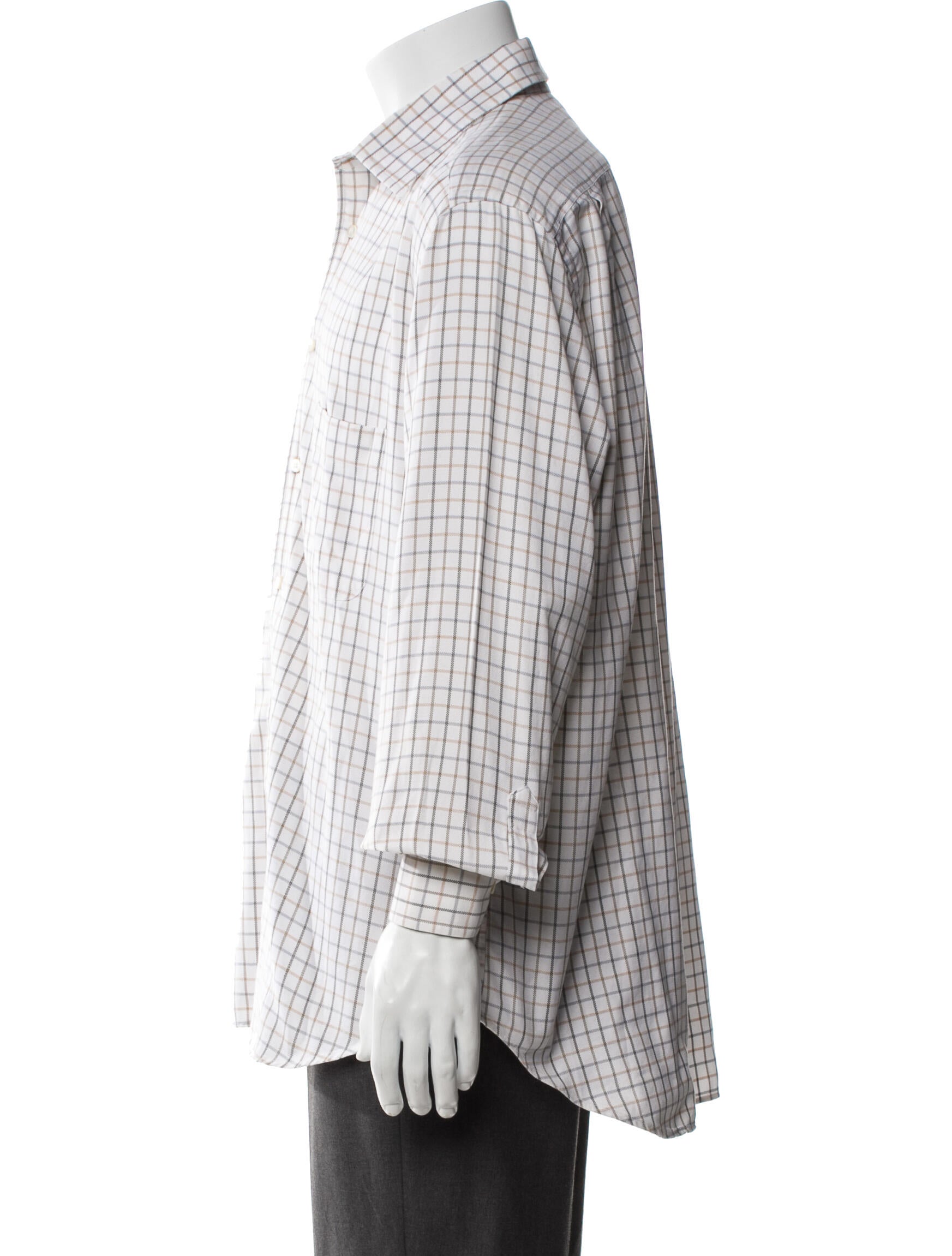 Loro Piana Plaid Print Long Sleeve Dress Shirt